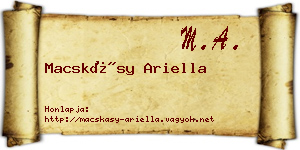 Macskásy Ariella névjegykártya